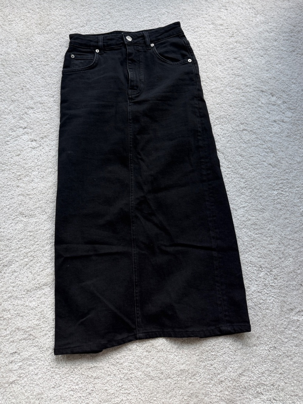 Maje Black Maxi Denim Skirt